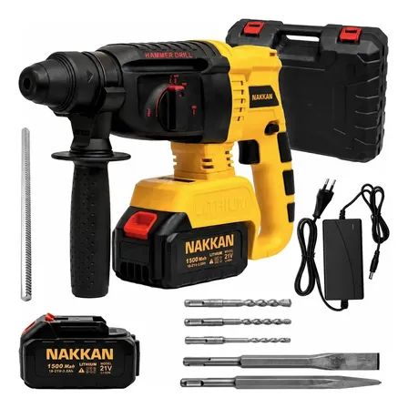Martelete Rompedor Sem Fio 2 Baterias 21v Motor Brushless 2600 Ipm 2 Joules Profissional Amarelo 50hz/60hz