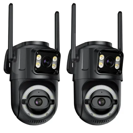 2 peças Câmera De Vigilância Wi-fi 5ghz&2.4ghz Icsee Para Uso Externo Câmera Ptz Com Câmera De Segurança Hd Com Rastreamento Móvel Preto
