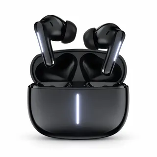 Basike Fone De Ouvido Sem Fio Bluetooth Tws Barato In Ear Buds Com Hifi Bass Alto Grave Forte Enc + Anc Cancelamento De Ruido Tipo C / Usb C Para Celular Gamer Esportivo Academia Treino - Preto