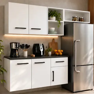 Armário de Cozinha Completa 5 Portas Gaveta e Nichos Organizadores - Blue Moby