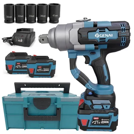 Chave De Impacto 1 Polegada 3000nm 2 baterias Soquetes Maleta GENAI CELYON 686