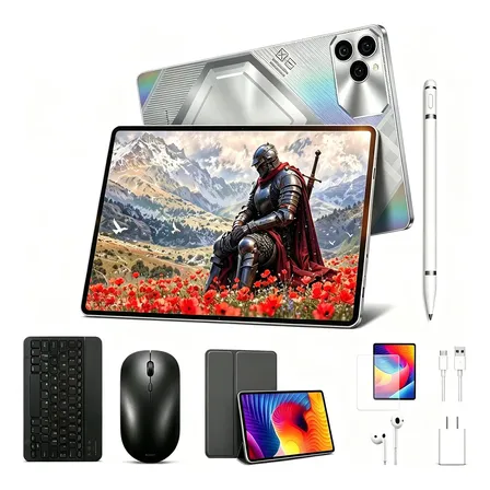 Tablet ZEENO Pad 6 Pro 512GB 16GB RAM 10 núcleos 11,6 Polegadas 24MP+48MP Bateria 8800mAh Android 15 Desbloqueado E Kit Teclado, Mouse e Caneta, Prateado