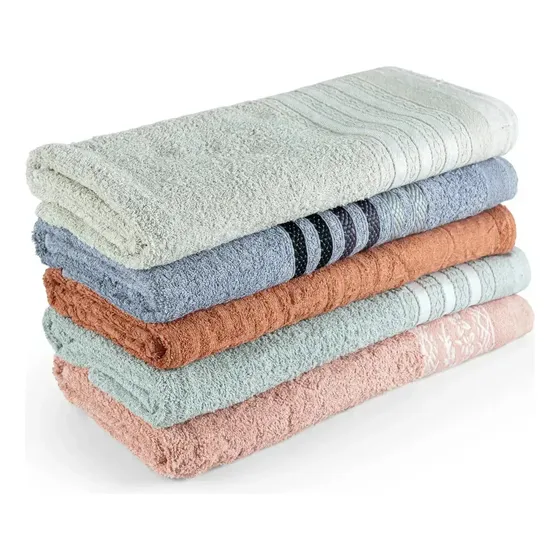 KIT4 Toalhas Banho Luxo Gigante 70x140cm Listras Sortidas TEXFINE