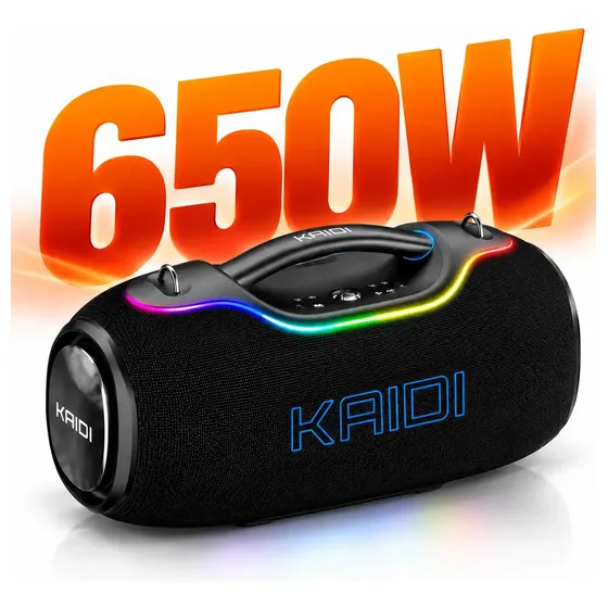 Caixa De Som Portatil 650w Bluetooth 5.4 Grave Potente Tws Preta Kaidi KNC-5808 Alta Qualidade Ipx6 Prova D'agua