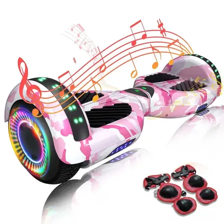 Hoverboard Skate Elétrico 6.5 Polegadas Com Led E Bluetooth Camuflado Rosa