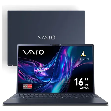 Notebook VAIO FE16 AMD Ryzen 3-7330U Linux 8GB RAM 256GB SSD 16" IPS Full HD Antirreflexo - Permite expansão de RAM e SSD - Cinza Grafite
