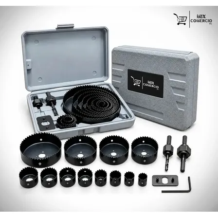 Jogo Serra Copo 16 Peças 19mm A 127mm Para Madeira Gesso Pvc Mdf Compensado Kit Completo Para Furadeira Conjunto De Serras Para Perfuração E Corte Circular Em Obras Reformas Marcenaria E Instalações