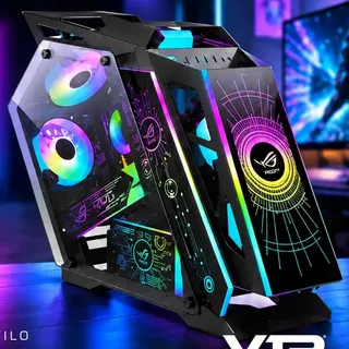 Gabinete Gamer 6 Fans RGB Vidro Temperado M-ATX Mini-ATX Suporte GPU 295mm Preto Alto Fluxo de Ar