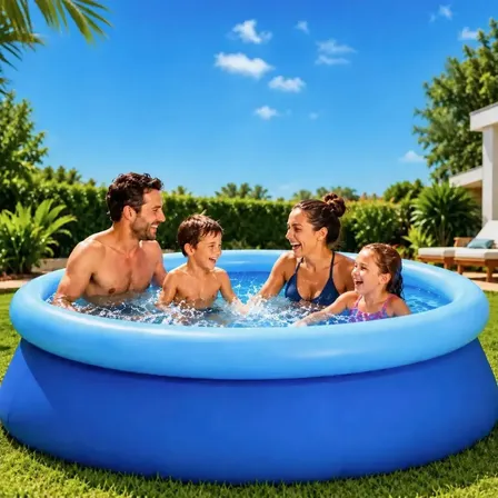 Piscina 2400 Litros Redonda Com Borda Inflável Infantil E Adulto Familia Mor + Bomba De Encher Incluso Azul-celeste