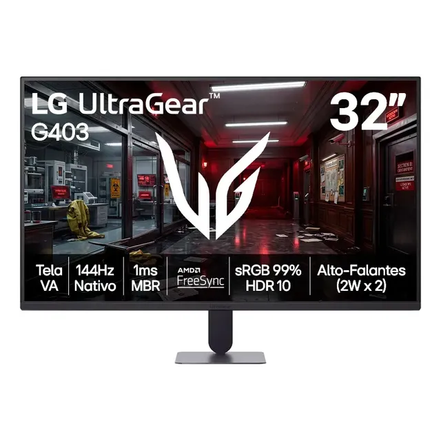 Monitor LG Ultragear - Tela Va Fhd 32, 144hz Nativo, 1ms (mbr), Amd Freesync, Hdr10, Srgb 99%, Preto - 32g403b 220v
