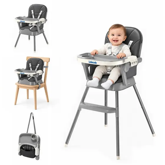 Cadeira Portátil Dobrável e Altura Ajustável para Bebê com Bandeja Lulacude M-199