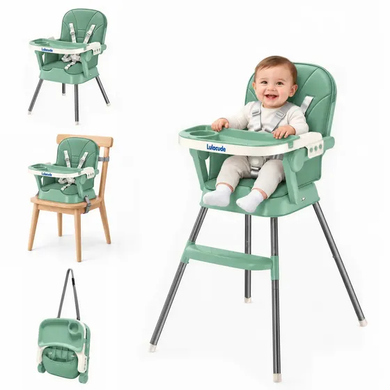 Cadeira Portátil Dobrável e Altura Ajustável para Bebê com Bandeja Lulacude M-199