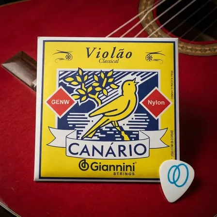 Encordoamento Violão Nylon Giannini Canário GENW Jogo com 6 Cordas para Violão Clássico Pontas Coloridas + Palheta Groover