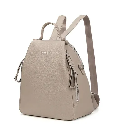 Mochila feminina elegante, impermeável, reforçada e durável, ideal para deslocamentos diários, viagens e saídas, cor bege