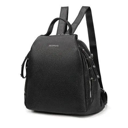 Mochila feminina, reforçada e impermeável, para viagens diárias e turismo, modelo elegante, preto