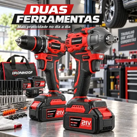 Kit Furadeira Parafusadeira Chave De Impacto Brushless