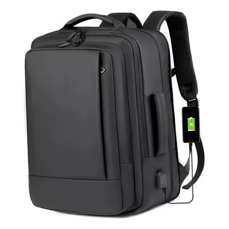 Mochila À Prova D'água Reforçada Expansível Para Viagens Diá Preto