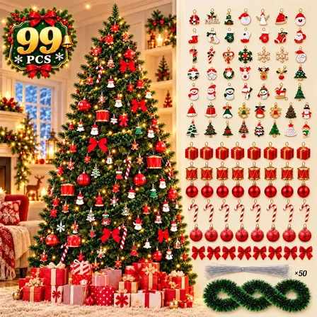 Kit Árvore de Natal Verde de 120 cm com 99 Enfeites e Guirlanda