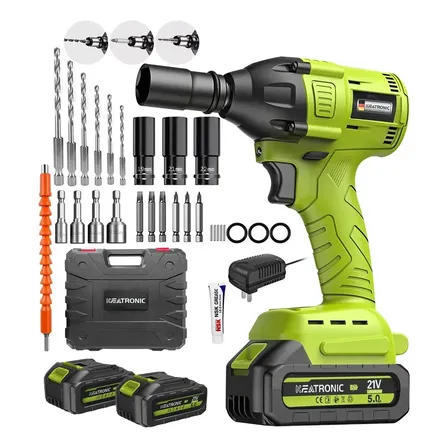 Chave De Impacto Brushless Sem Fio 500n.m Bivolt Encaixe 1/2 Polegada Parafusadeira 2 Baterias Kit Ferramentas