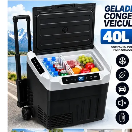 Geladeira Portátil 40L Quadrivolt 12/24V para Caminhão, Pesca, Motorhome e Camping - Freezer e Geladeira