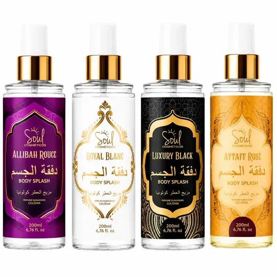 Body Splash Arabe C/4un 200ml Perfume Feminino De Luxo Alta Concentração