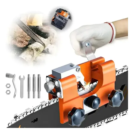 Afiador Corrente Motosserra 5 Cabeças Ferramentas Ajustavel Amolador De Motosserra Afiadora Tipo Gabarito Com Rebolo Abrasivo (5 Cabeças) Laranja