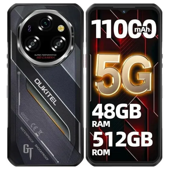 CAT S62 Pro -Oukitel WP62 5G Celular Robusto 48GB RAM (16+32) 512GB Bateria 11000mAh Câmera 108MP Visão Noturna Tela 6.6 120Hz Android 15 NFC Dual SIM IP68 IP69K À Prova D'água
