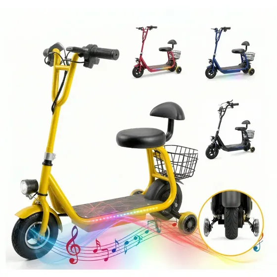 Xxh Pro Patinete Elétrico Infantil 300w 36v, Led Bluetooth, 3 Velocidades, Carga 80kg, Autonomia 12km, Estampa Aranha Unissex, Cesta Traseira, Bateria Lítio 18650