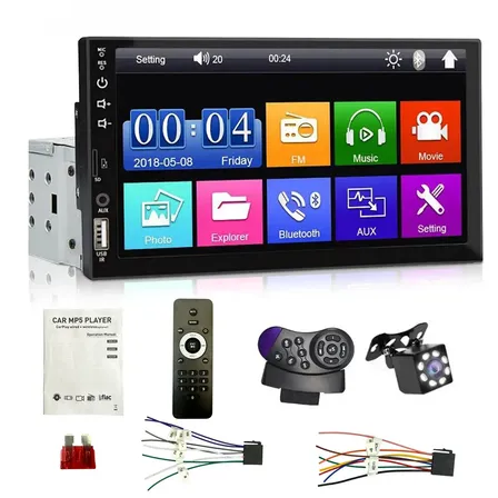 Toque Central Multimídia Mp5 1din 7' Com Carplay/wifi/fm/bt