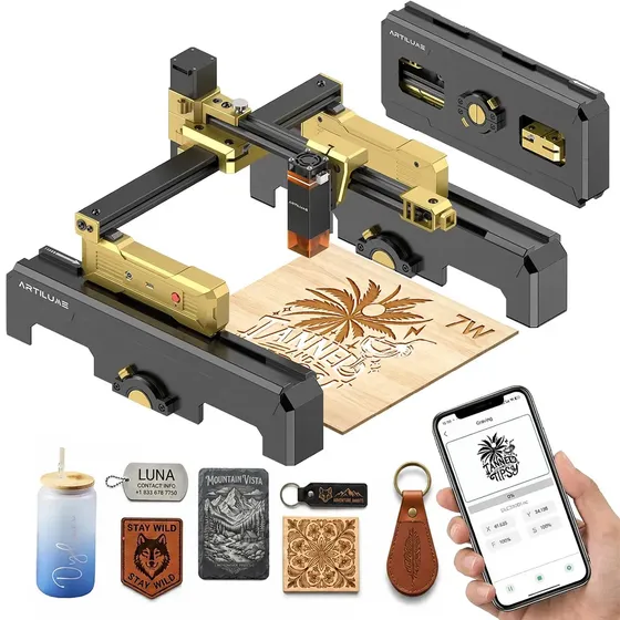 Máquina de Gravação e Corte a Laser Artilume T1 7W, com Wi-Fi e Design Dobrável