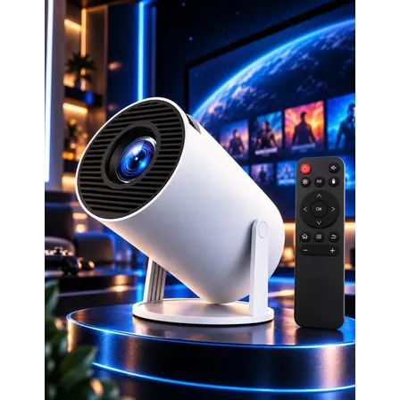 Projetor Portátil HY300 Mini 4K Compatível Android 11 Wi-Fi 5G Bluetooth Smart Portátil Rotação 180° Tela Grande para Filmes Séries Jogos Aulas e Apresentações Home Theater Cinema - Hardline