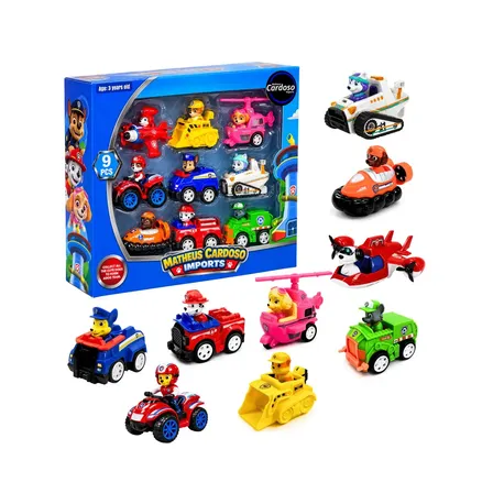Kit 9 Carrinhos Patrulha Canina Fricção 9 Personagens Brinquedo Infantil Coleção Chase Marshall Skye Ryder Rubble Rocky Zuma Everest Robo Dog – Matheus Cardoso Imports