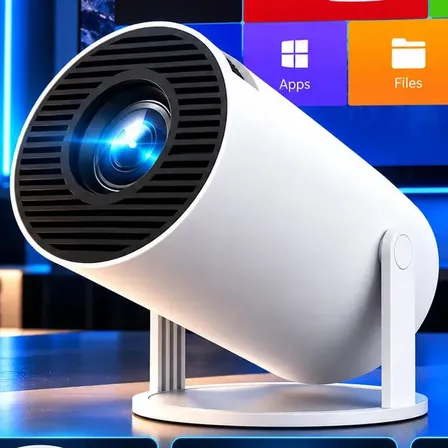 Mini Projetor HY300 4K Full HD Android 13 Wi-Fi Bluetooth Portátil para Celular Notebook TV Box Cinema em Casa Espelhamento de Tela Alta Definição Bivolt Apresentações Séries