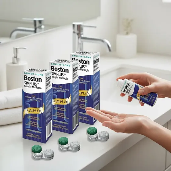 Solução Para Lentes Rígidas Boston Simplus 120ml 03 Caixas