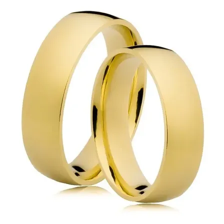 Par Alianças Abaulada 5mm 7g Ouro 18k Anatômica Tradicional Dourado