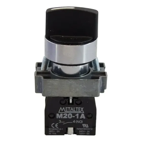 Chave Seletora 2 Posições Preto 1na M20scr2-b-1a Metaltex Preto