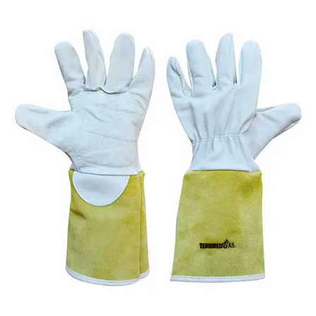 Luva De Vaqueta Soldador Proteção Teknoluvas Tks 30 P. 15 Amarelo/branco