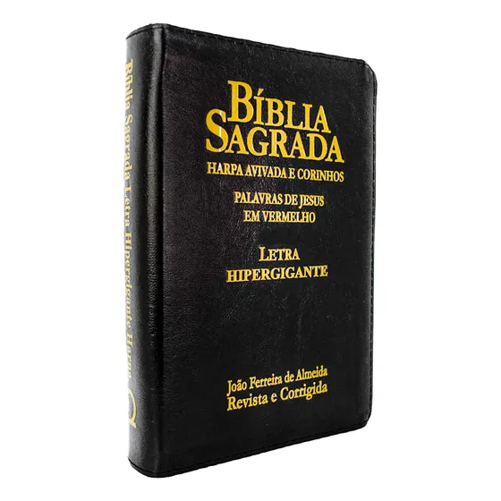 Bíblia Sagrada Letra Hiper Gigante Com Zíper E Harpa Cristã
