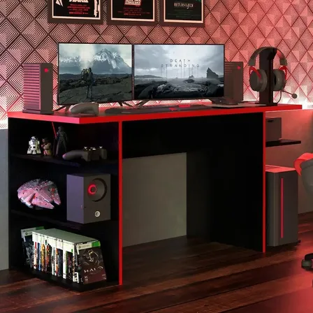 Mesa Para Computador Gamer Madesa 9409 - Preto/vermelho
