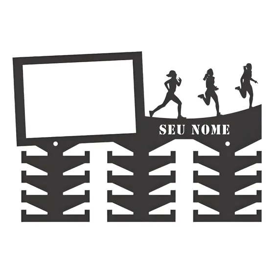 Porta Medalhas Personalizado Corrida Fem Com Foto 24 Ganchos