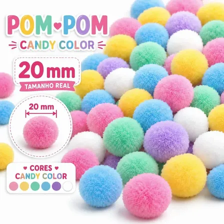 300 Pompom Bola Artesanato/biju Colorido 2.0 20mm