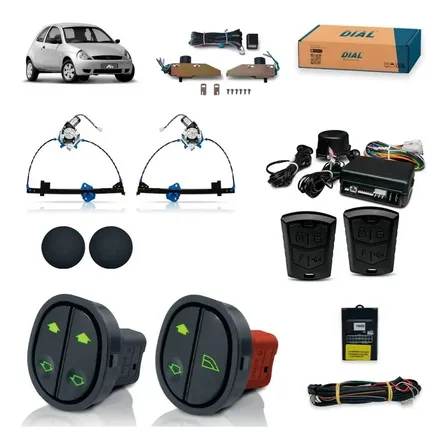 Kit Vidro Eletrico Ford Ka 2p 2001 À 2007 + Trava + Alarme