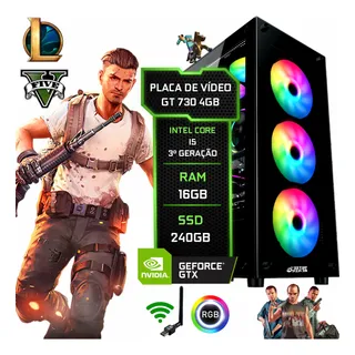 Pc Gamer Cpu Computador I5 16gb, Ssd 240gb, Placa Vídeo 4gb 240 Gb 16 Gb Gt730 4gb