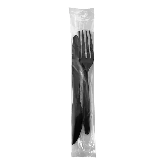 Kit Talher Descartável Preto - Garfo, Faca Caixa C/250