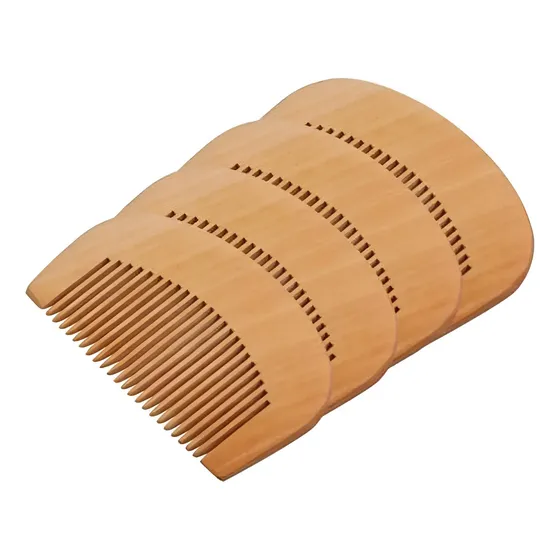 Kit Com 10 Pente De Madeira - 1/2 Lua - Pequeno Para Barba Madeira