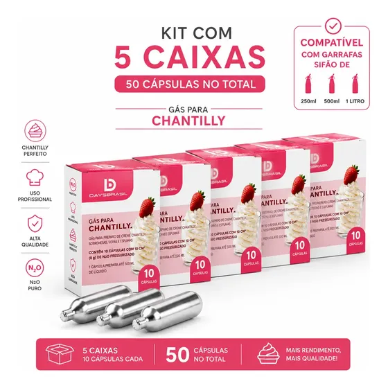 Cápsulas De Gás De Chantilly No2 Para Sifão 50 Unidades