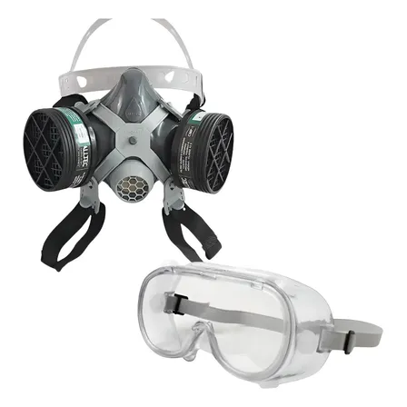 Máscaras Respiratória Facial Pesticida 2 Filtro Gases Óculos Único
