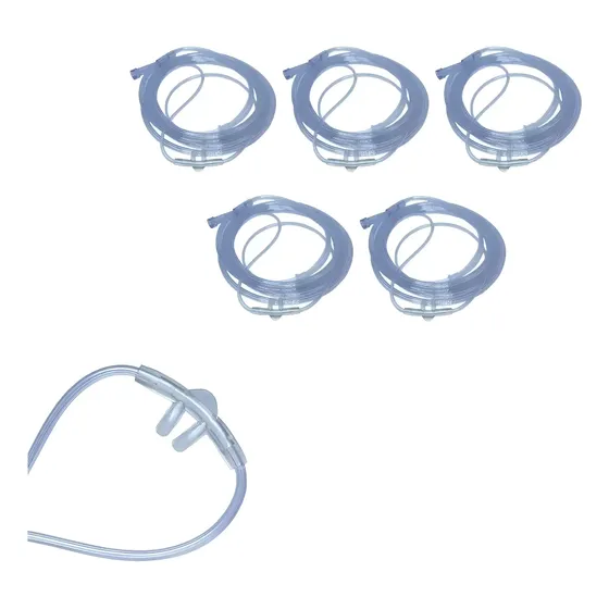 Cateter Nasal Oxigênio Canula De O2 Adulto Silicone 5 Unid