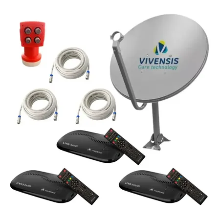 Kit 3 Receptor Digital Vx10 Vivensis - Antena Lnbf Cabo