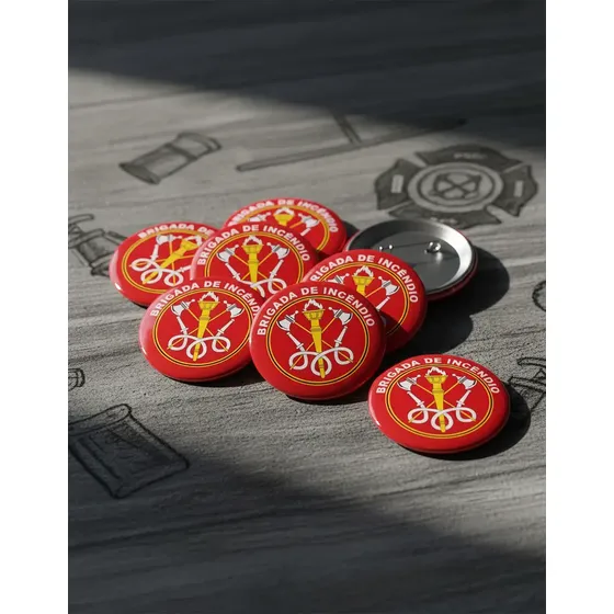 15 Bottons Broche Pin Brigadista Brigada De Incêndio 2,5 Cm Vermelho Bottons Brigada De Incêndio
